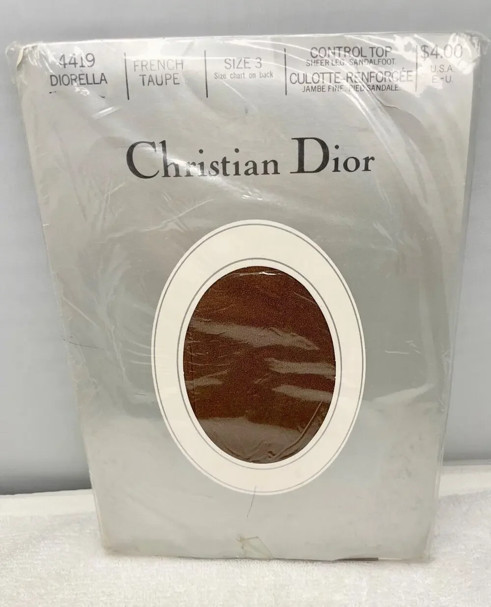 Christian Dior DIORISSIMO Sandalfoot Pantyhose Size 4 #4419 NEW OLD STOCK